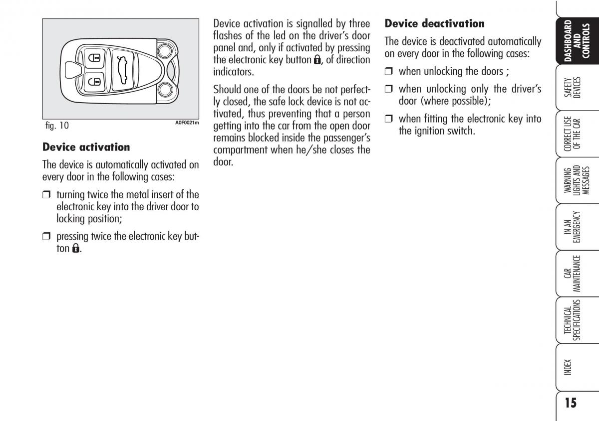 Alfa Romeo Brara Spider owners manual / page 16