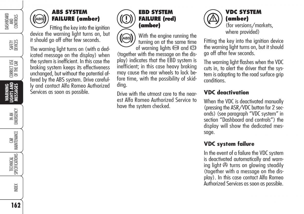 Alfa Romeo Brara Spider owners manual / page 163