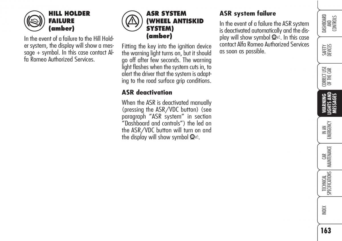 Alfa Romeo Brara Spider owners manual / page 164