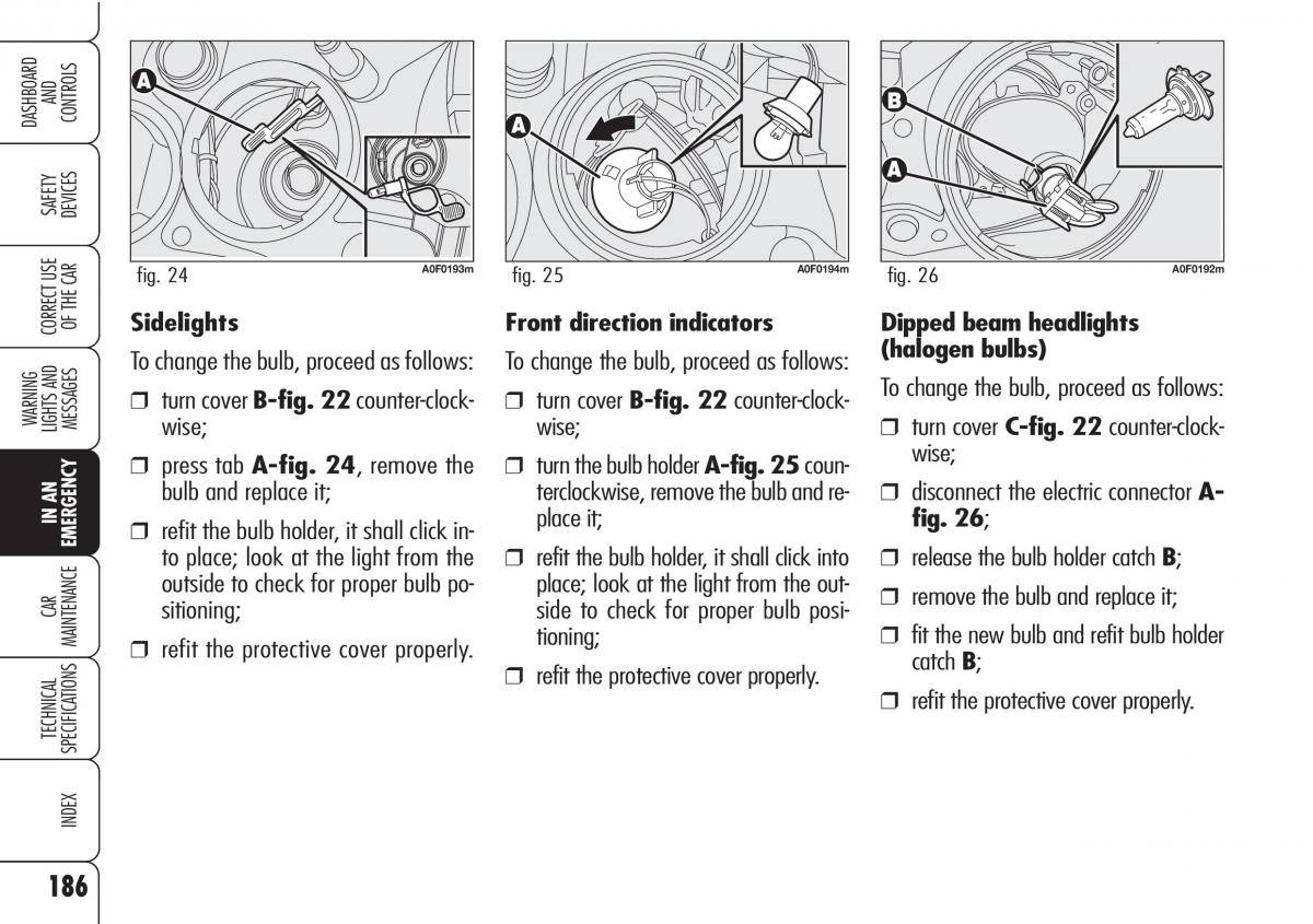 Alfa Romeo Brara Spider owners manual / page 187