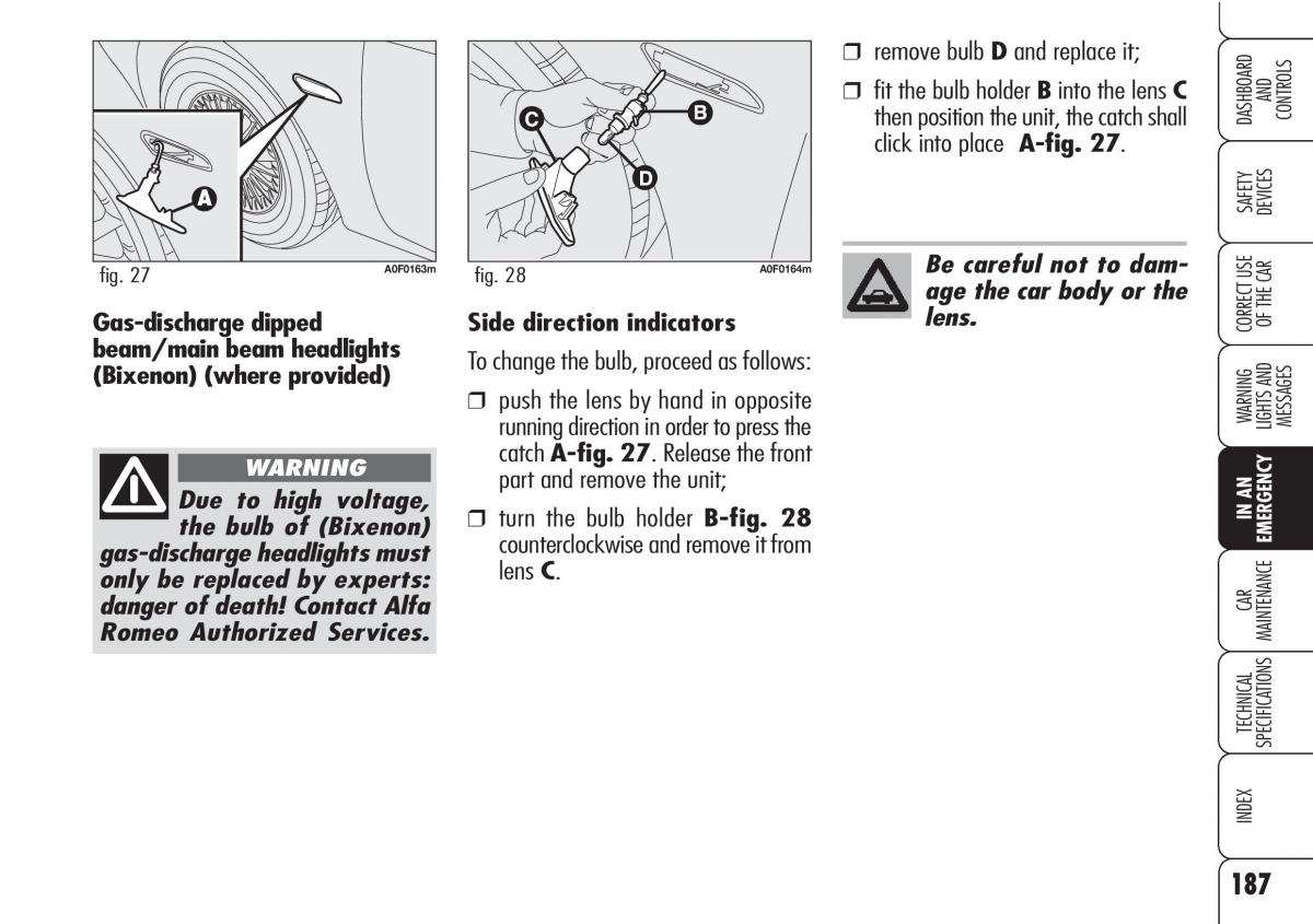 Alfa Romeo Brara Spider owners manual / page 188