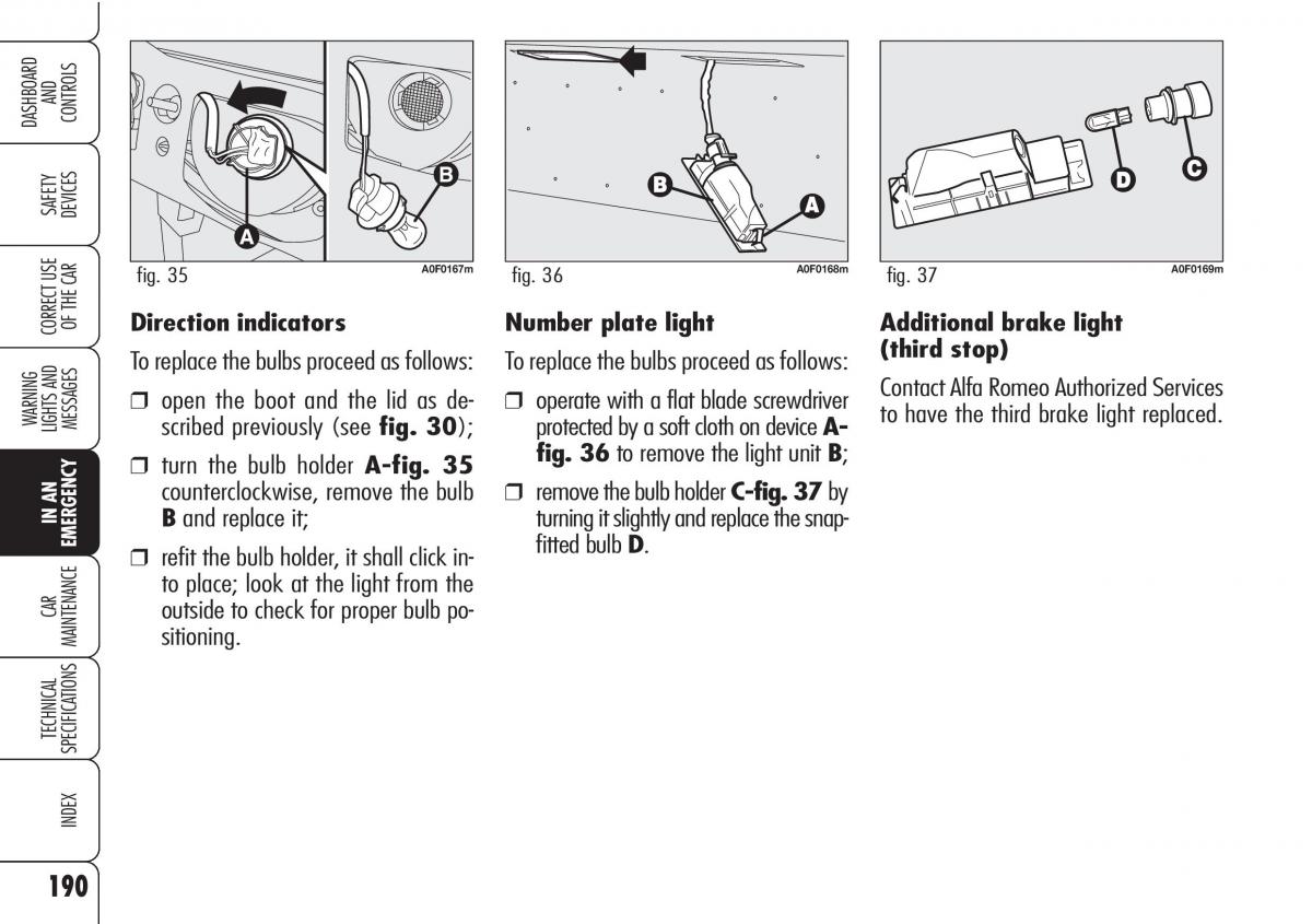 Alfa Romeo Brara Spider owners manual / page 191