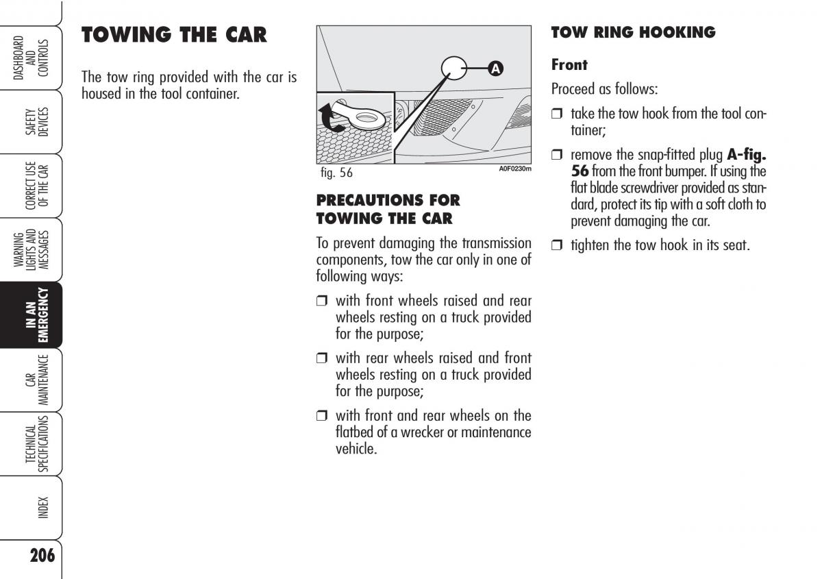 Alfa Romeo Brara Spider owners manual / page 207