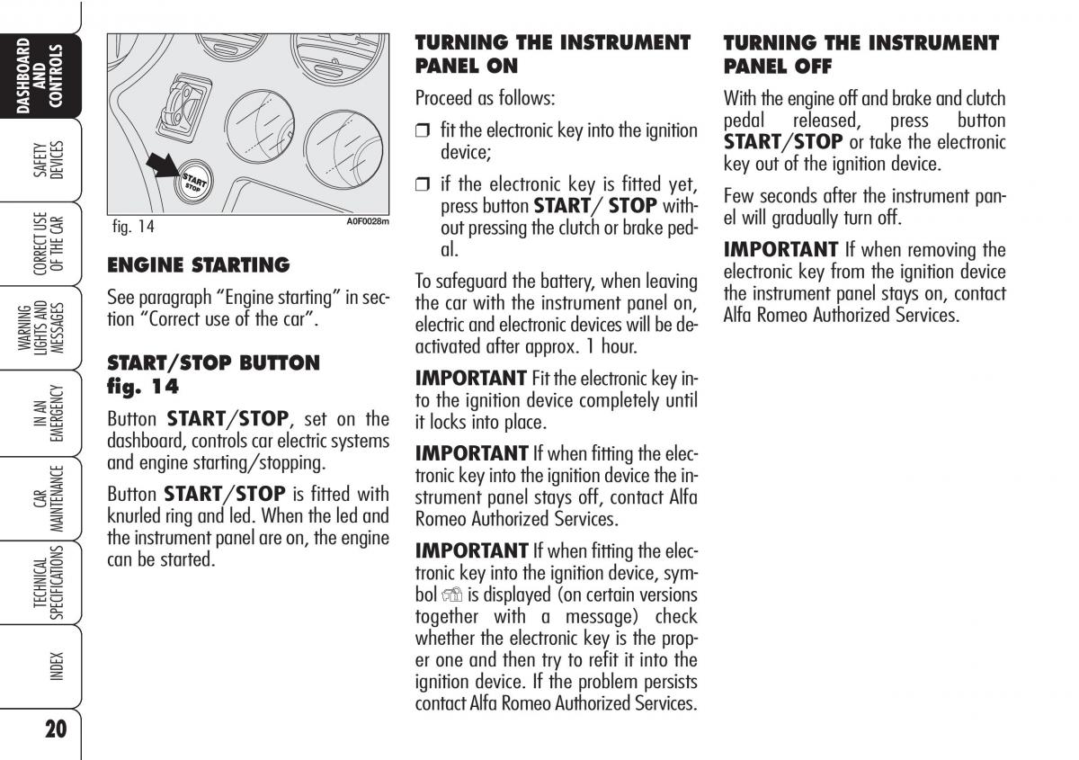 Alfa Romeo Brara Spider owners manual / page 21