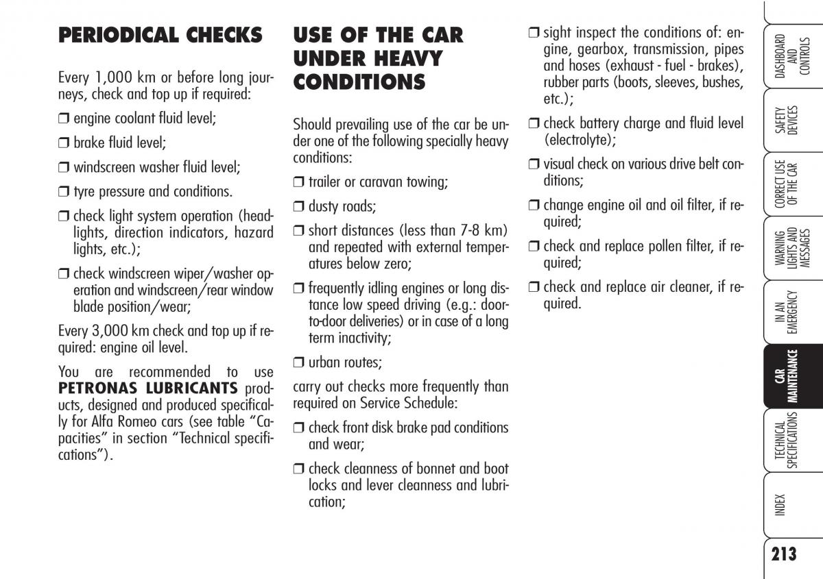 Alfa Romeo Brara Spider owners manual / page 214