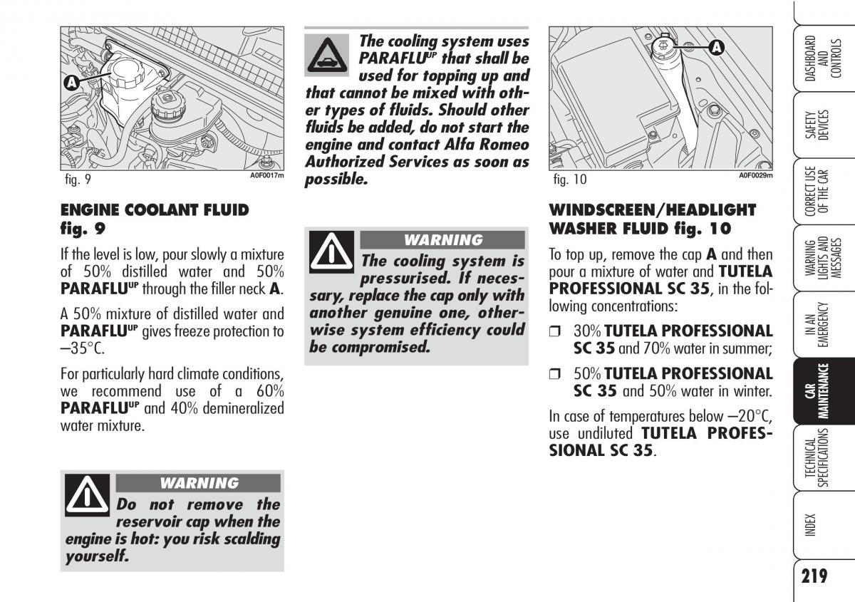 Alfa Romeo Brara Spider owners manual / page 220