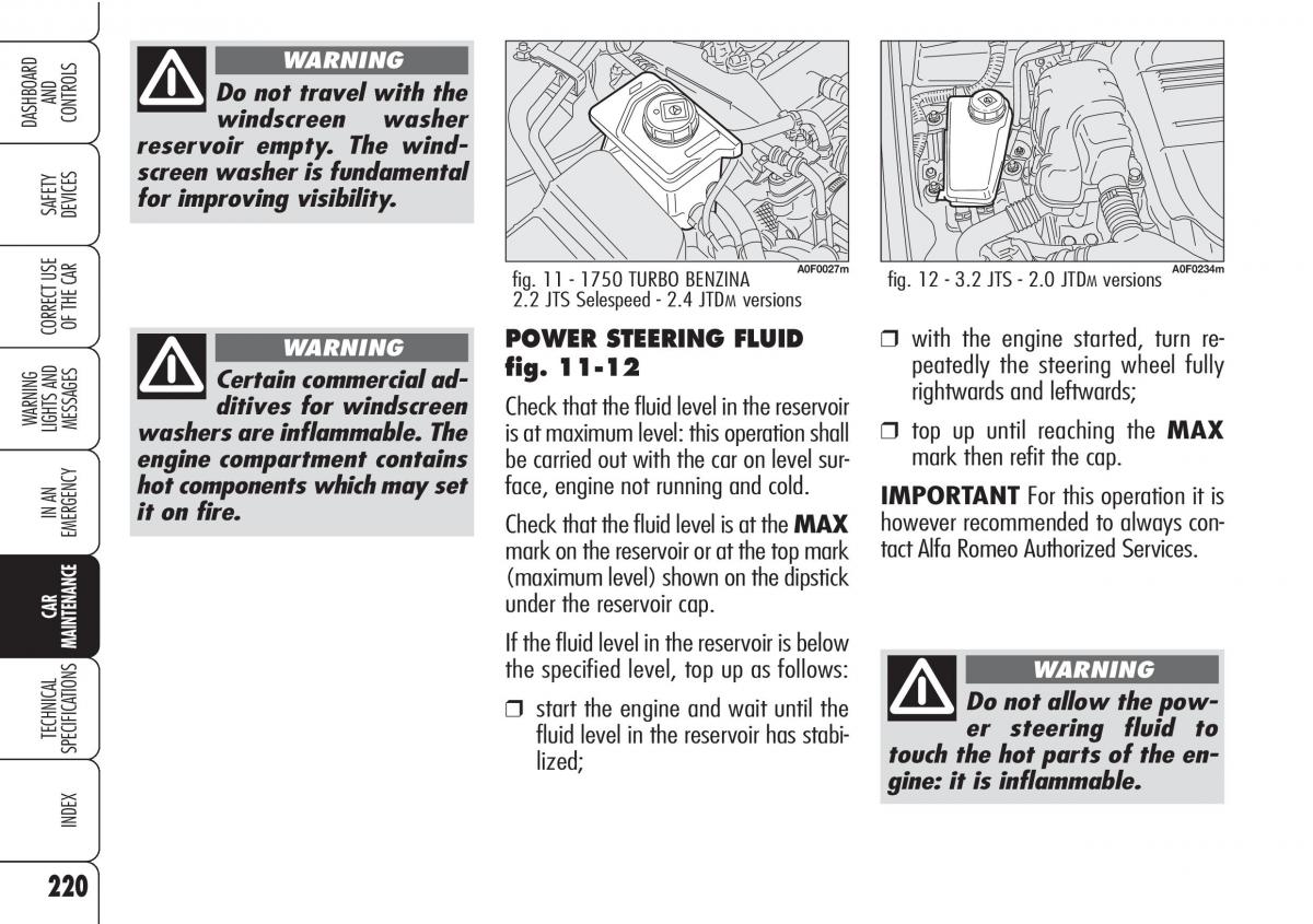 Alfa Romeo Brara Spider owners manual / page 221