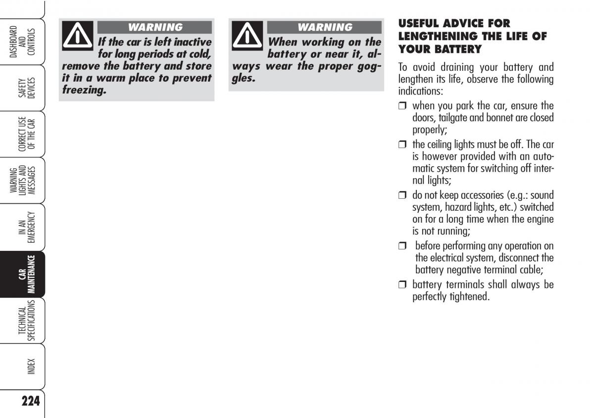 Alfa Romeo Brara Spider owners manual / page 225