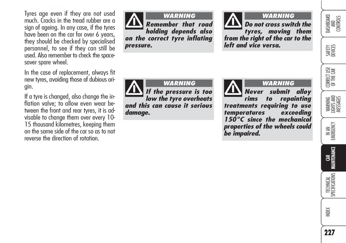 Alfa Romeo Brara Spider owners manual / page 228