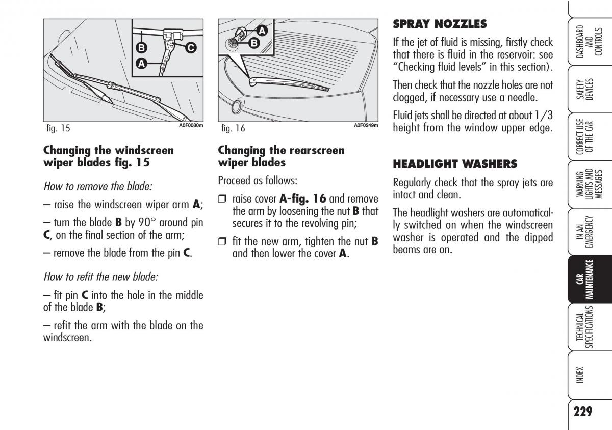 Alfa Romeo Brara Spider owners manual / page 230