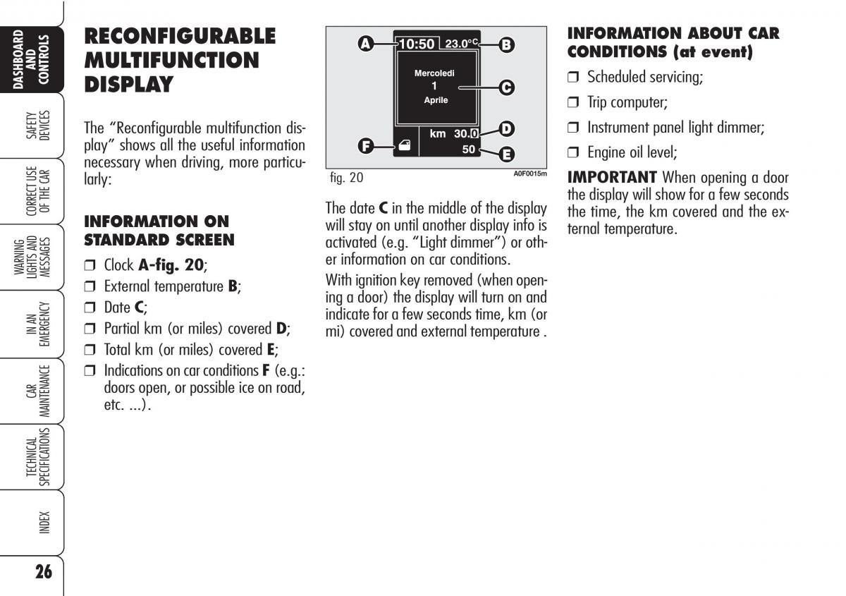 Alfa Romeo Brara Spider owners manual / page 27