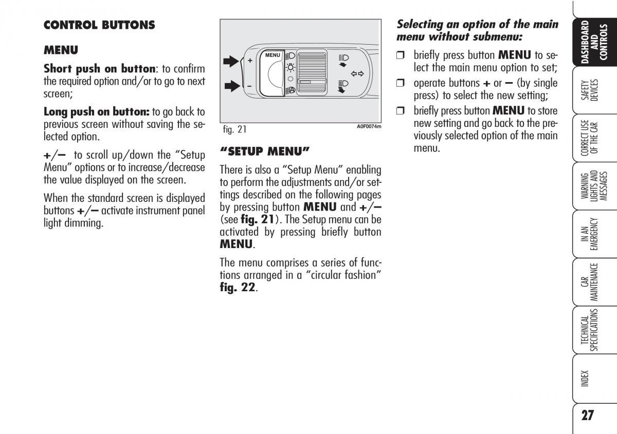 Alfa Romeo Brara Spider owners manual / page 28