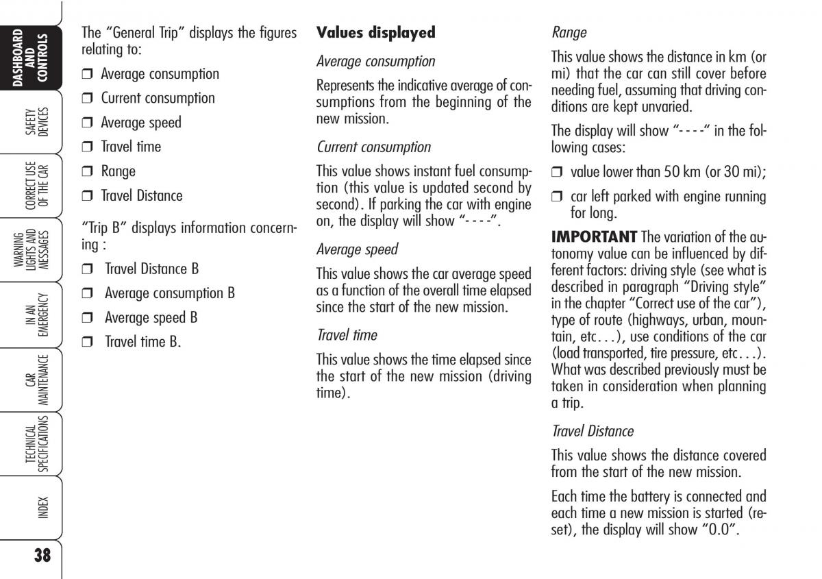 Alfa Romeo Brara Spider owners manual / page 39