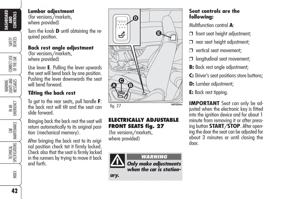 Alfa Romeo Brara Spider owners manual / page 43