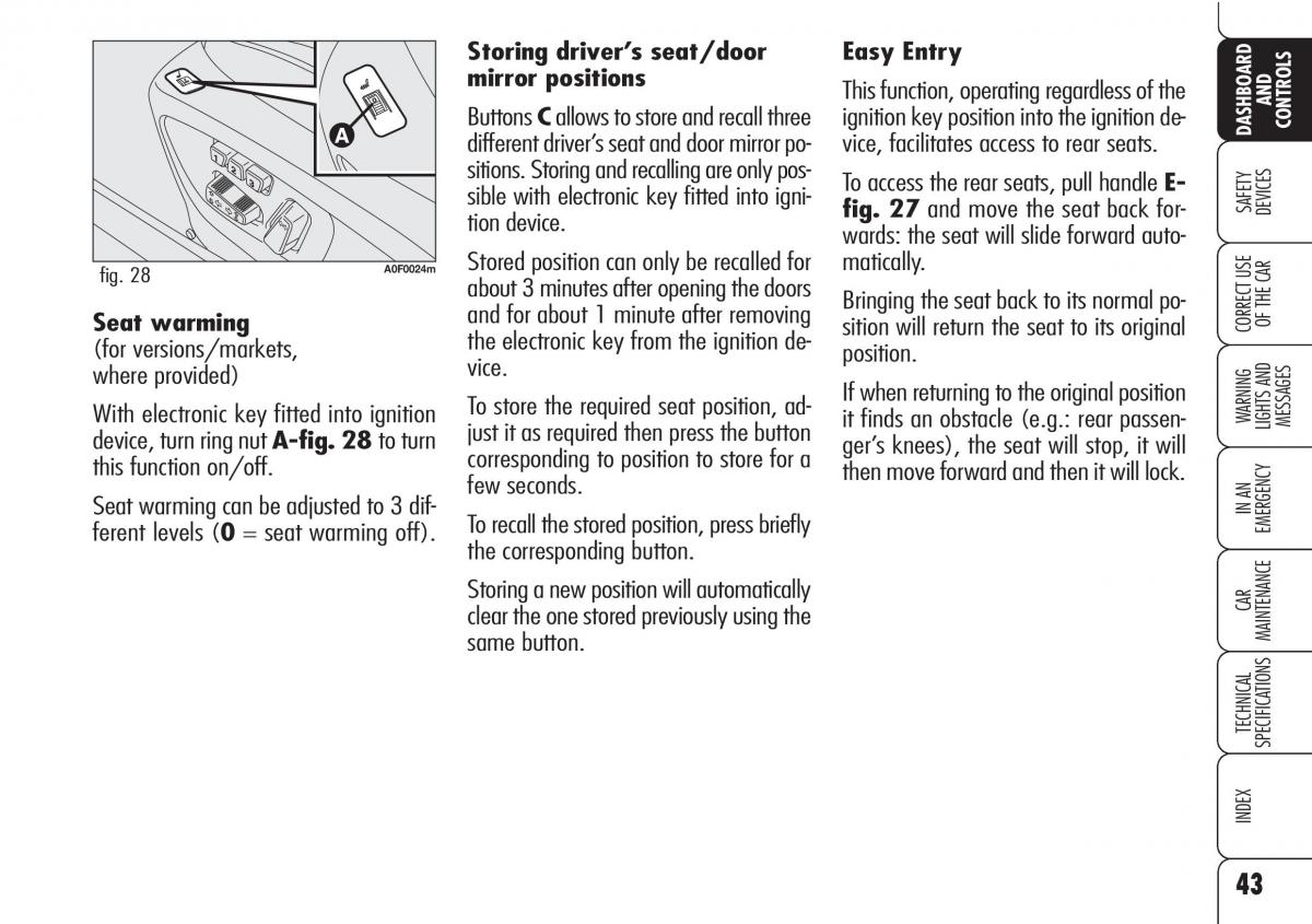 Alfa Romeo Brara Spider owners manual / page 44