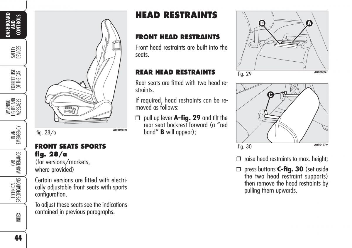 Alfa Romeo Brara Spider owners manual / page 45