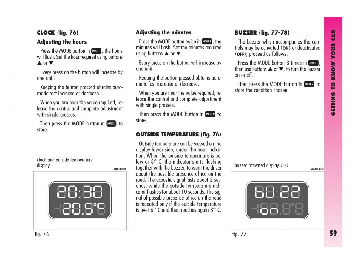 Alfa Romeo GT owners manual / page 60