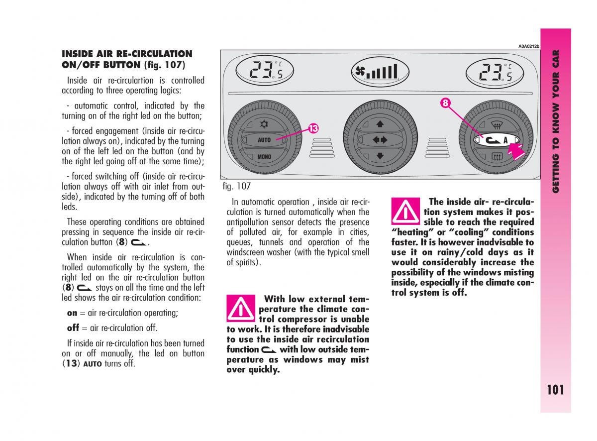 Alfa Romeo GT owners manual / page 102