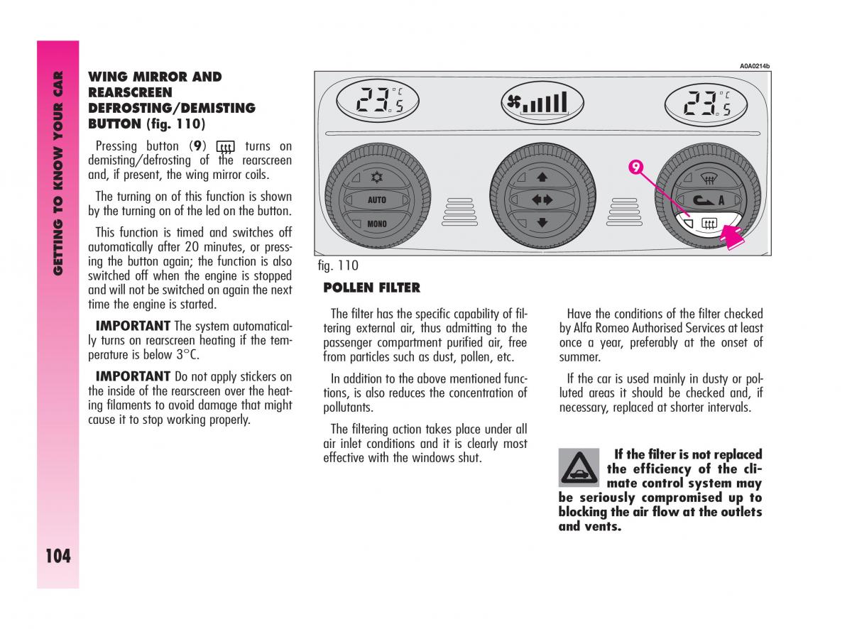 Alfa Romeo GT owners manual / page 105