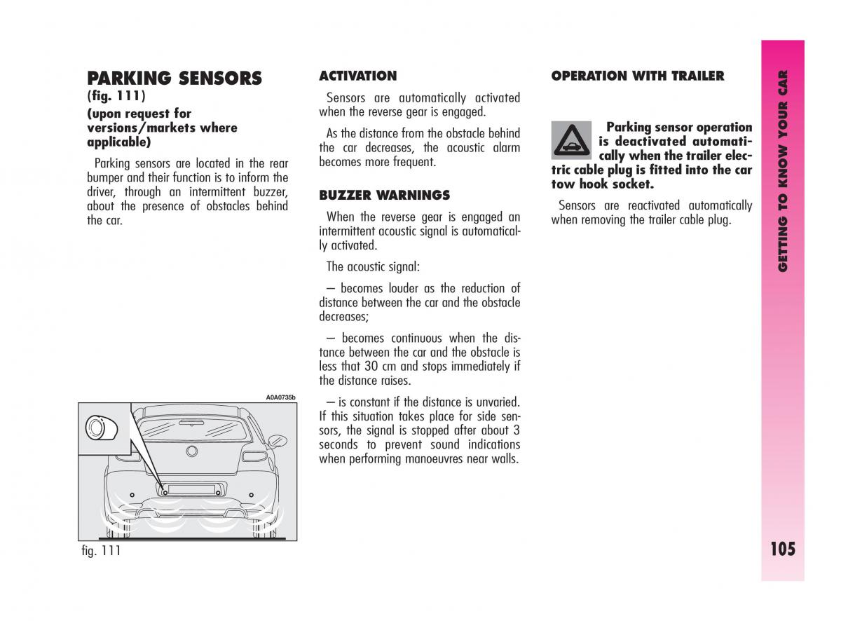 Alfa Romeo GT owners manual / page 106