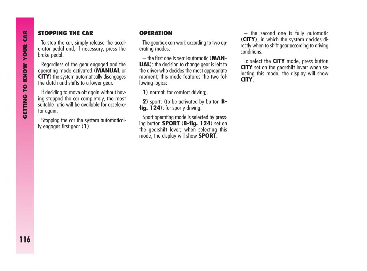 Alfa Romeo GT owners manual / page 117