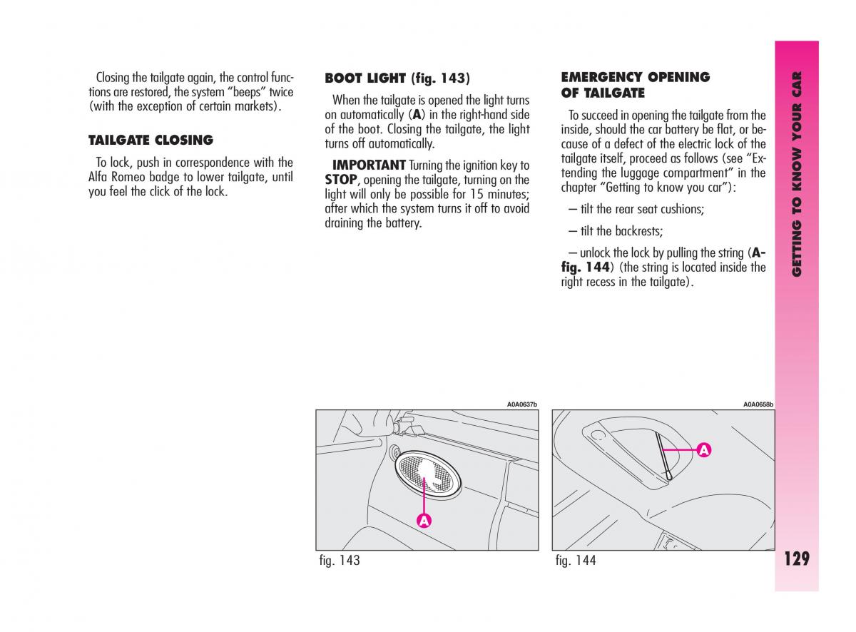 Alfa Romeo GT owners manual / page 130