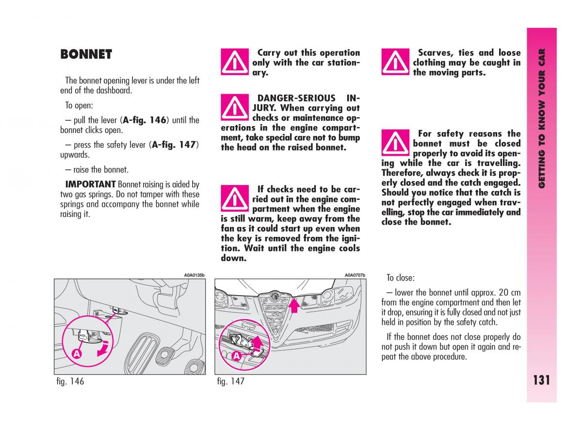 Alfa Romeo GT owners manual / page 132