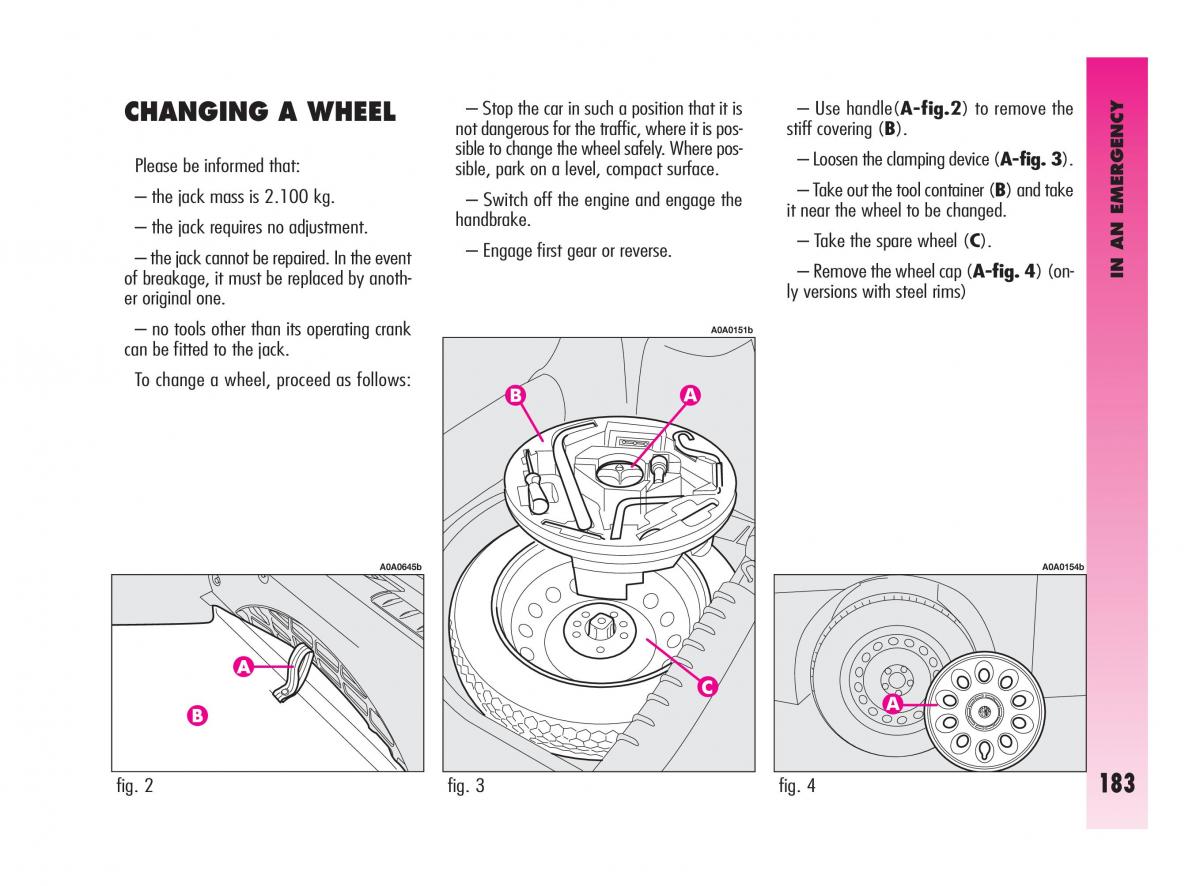 Alfa Romeo GT owners manual / page 184