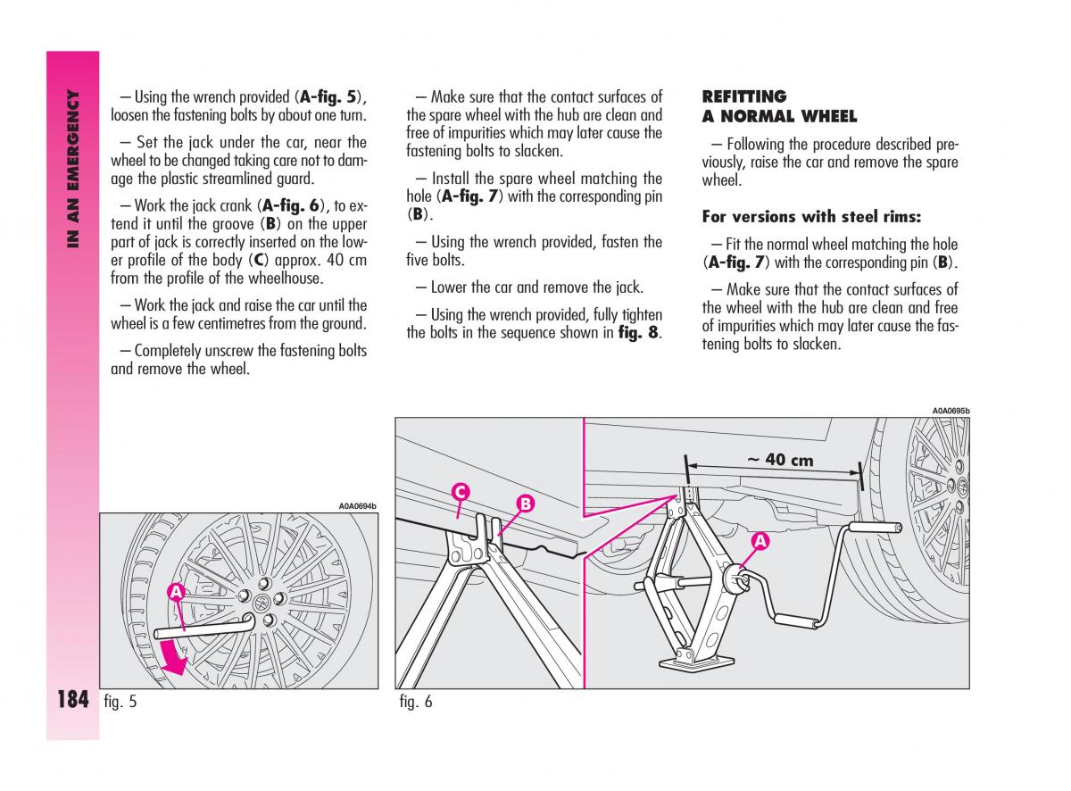 Alfa Romeo GT owners manual / page 185