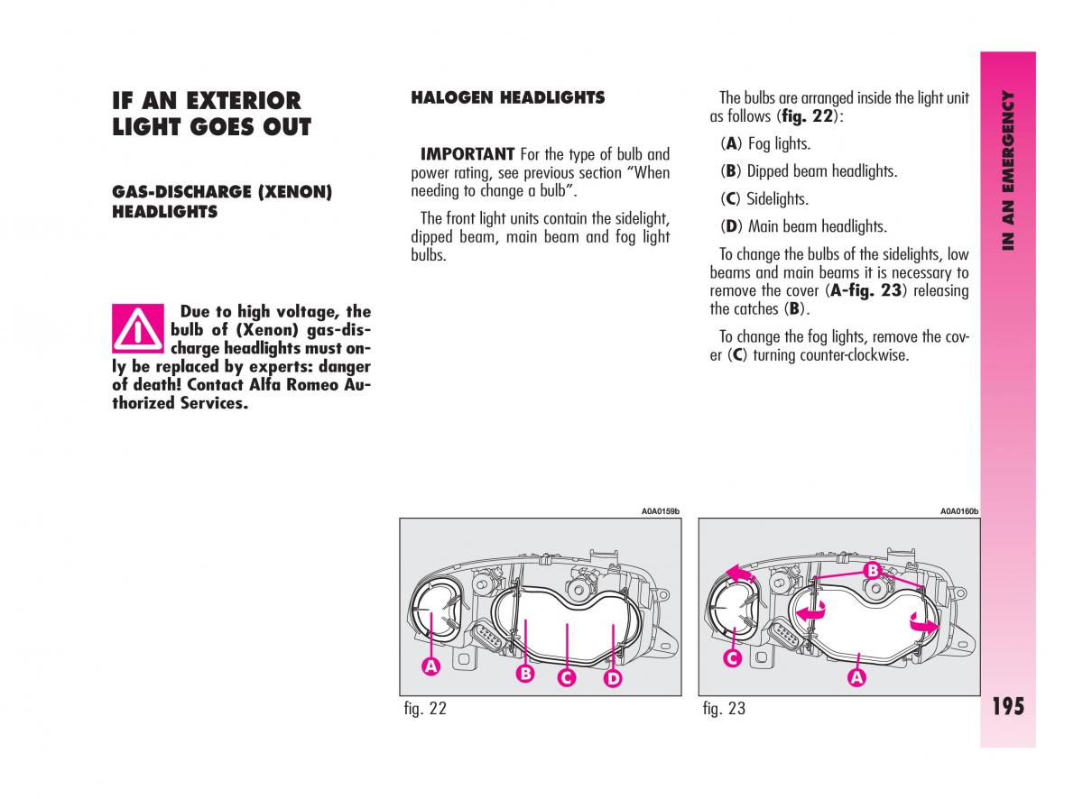 Alfa Romeo GT owners manual / page 196