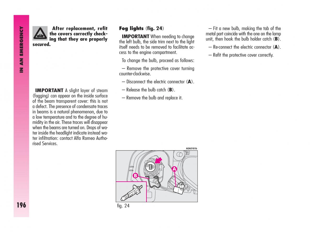 Alfa Romeo GT owners manual / page 197