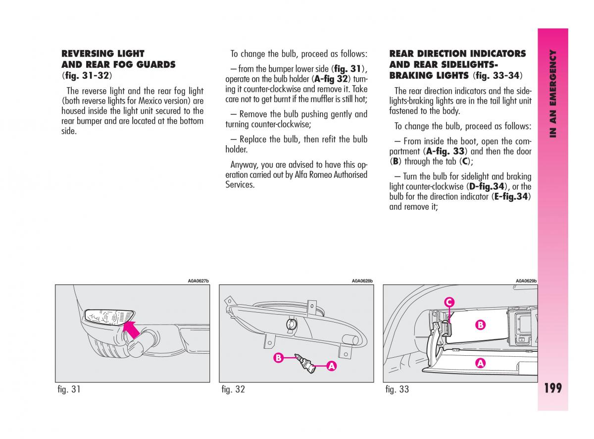 Alfa Romeo GT owners manual / page 200