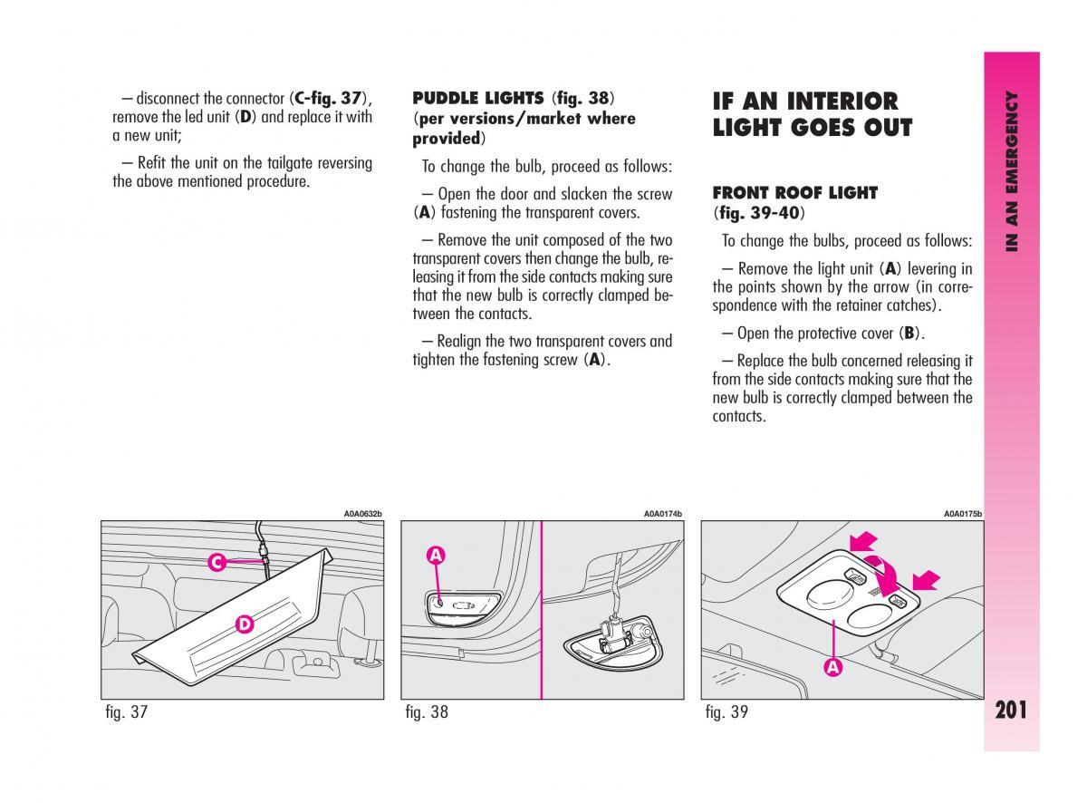 Alfa Romeo GT owners manual / page 202