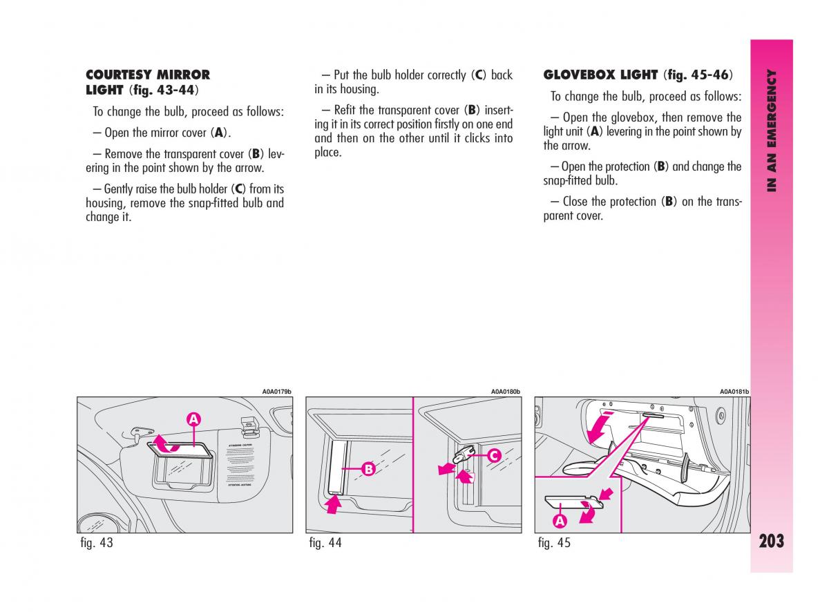 Alfa Romeo GT owners manual / page 204