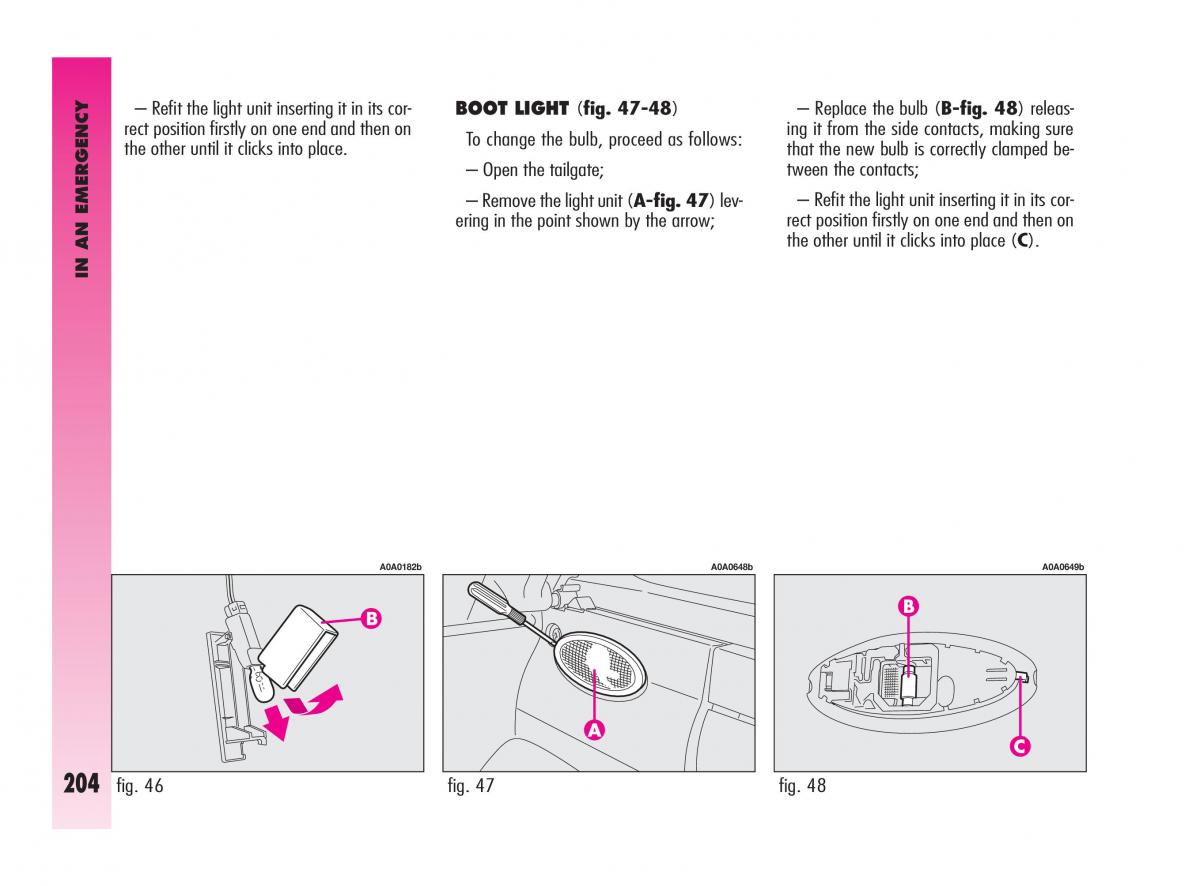 Alfa Romeo GT owners manual / page 205