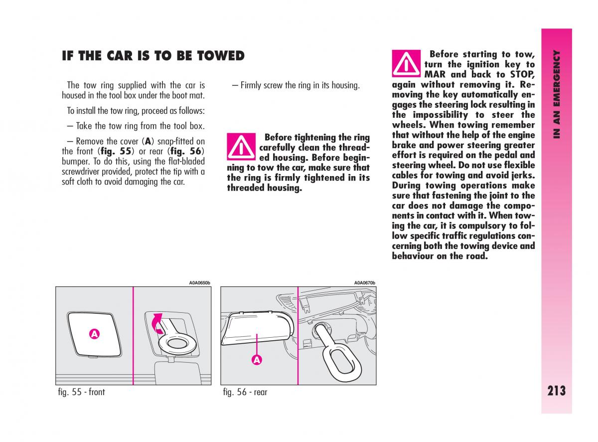 Alfa Romeo GT owners manual / page 214