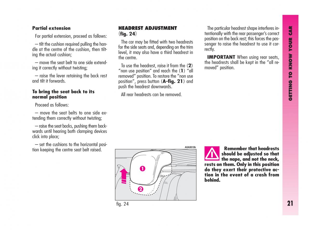 Alfa Romeo GT owners manual / page 22