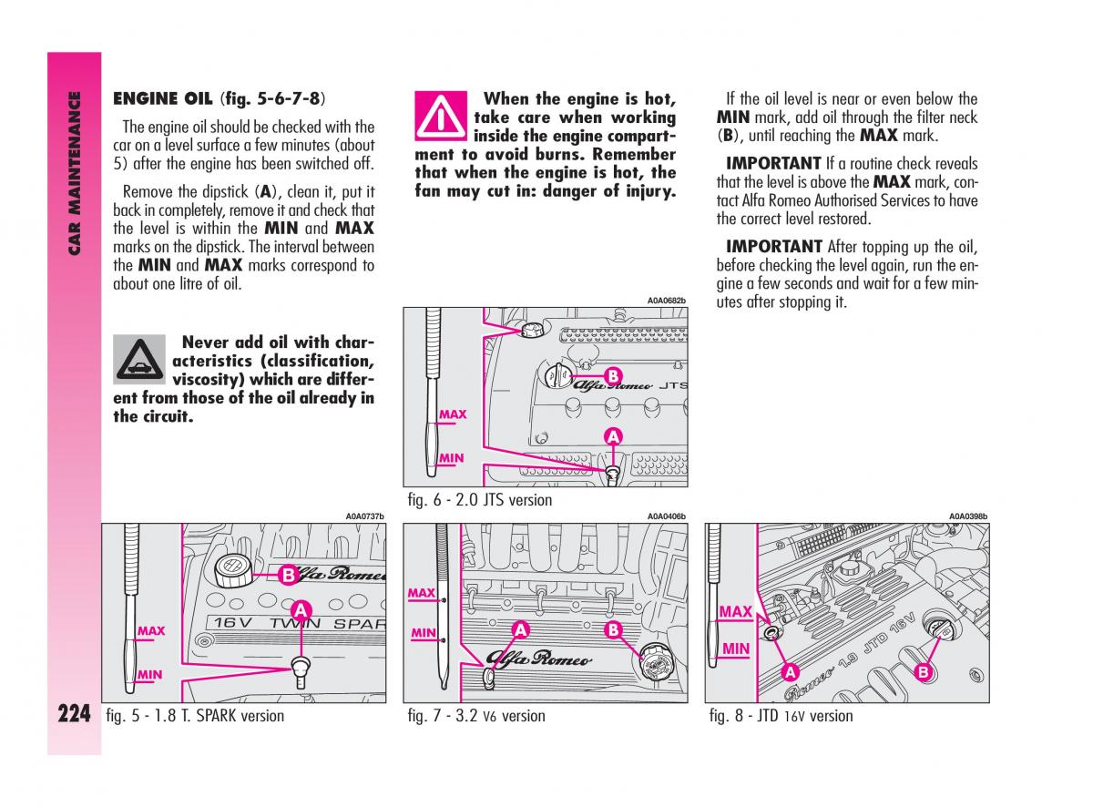 Alfa Romeo GT owners manual / page 225