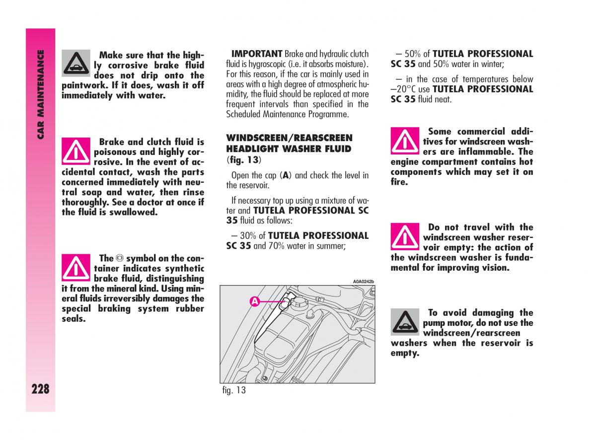 Alfa Romeo GT owners manual / page 229