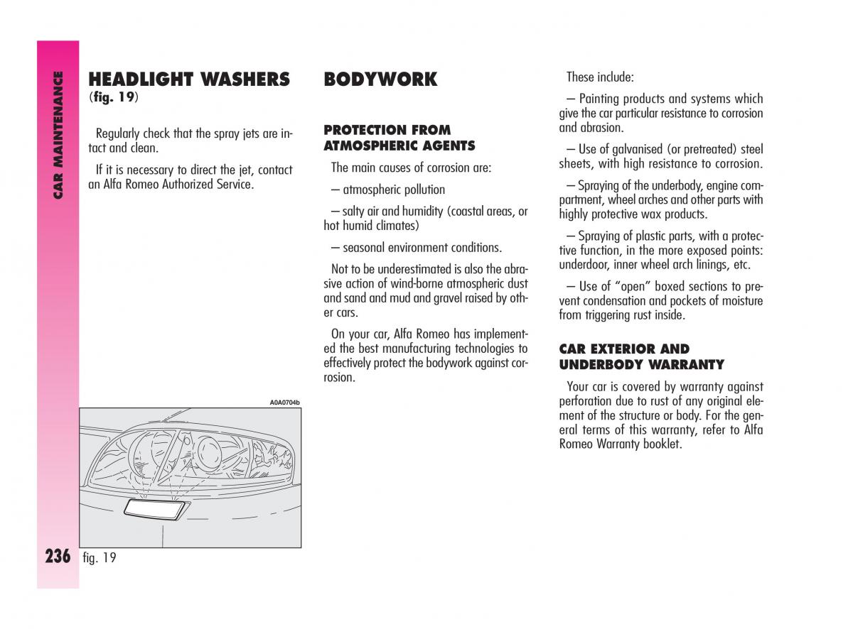 Alfa Romeo GT owners manual / page 237