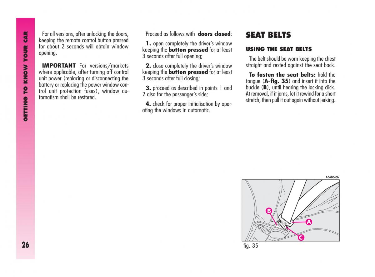 Alfa Romeo GT owners manual / page 27