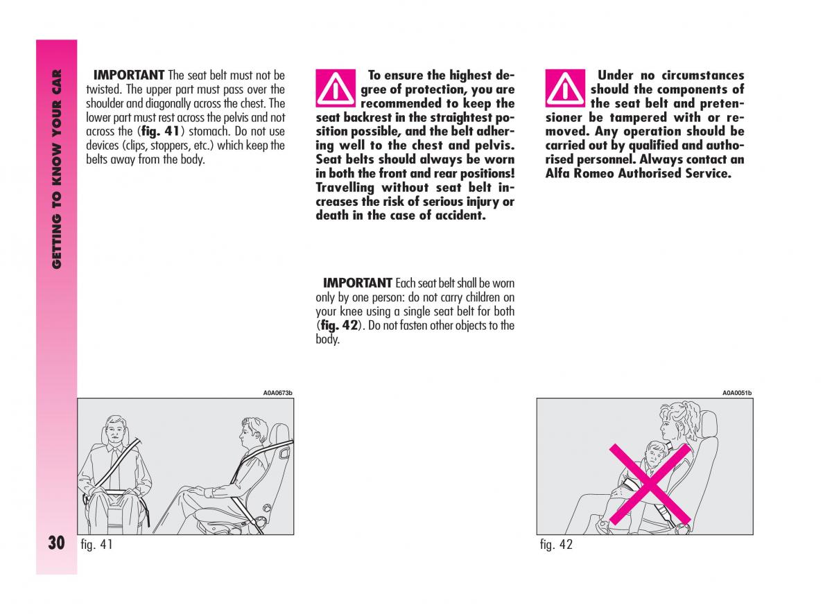 Alfa Romeo GT owners manual / page 31