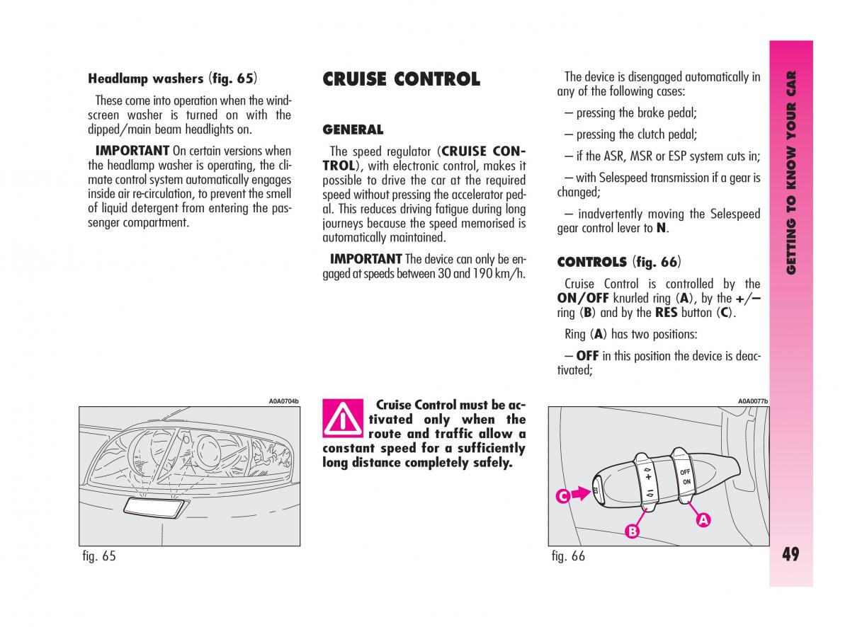 Alfa Romeo GT owners manual / page 50