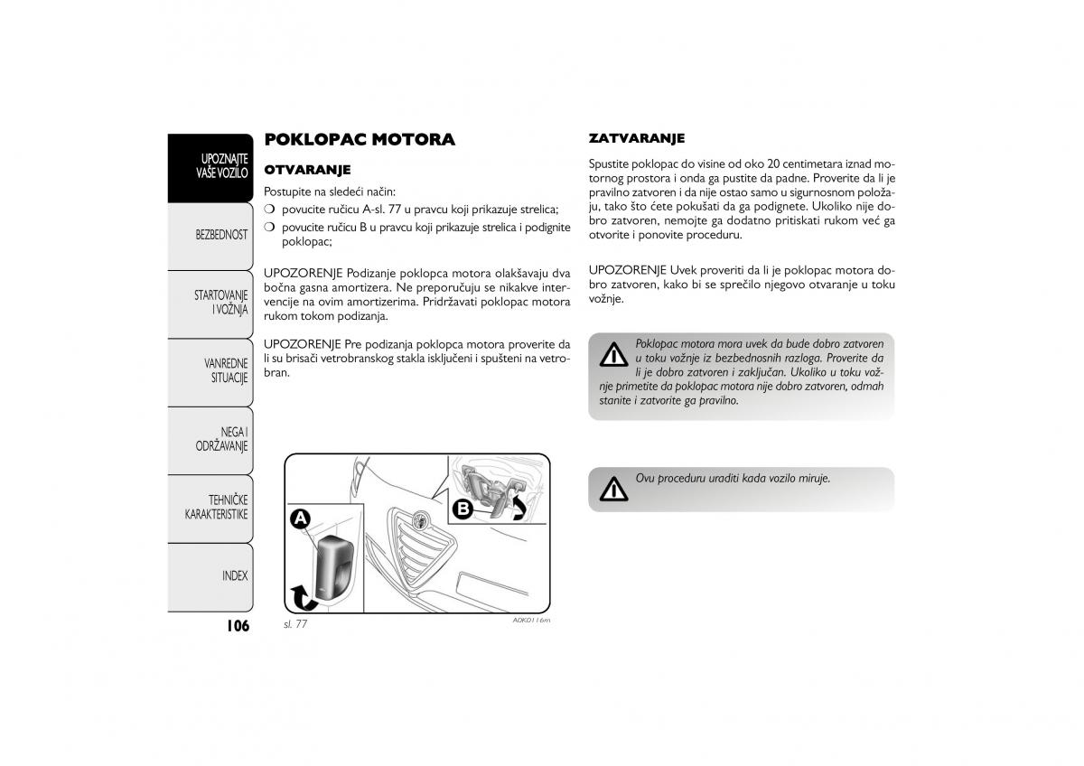 Alfa Romeo Giulietta vlasnicko uputstvo / page 107