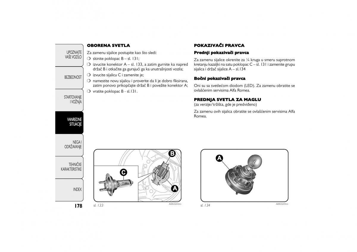 Alfa Romeo Giulietta vlasnicko uputstvo / page 179