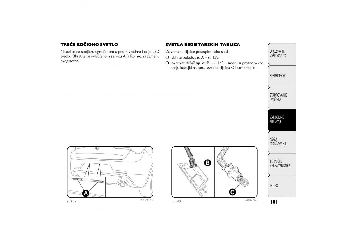 Alfa Romeo Giulietta vlasnicko uputstvo / page 182