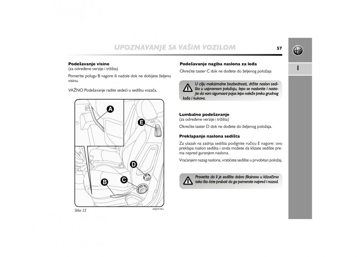 Alfa Romeo Mito vlasnicko uputstvo / page 58