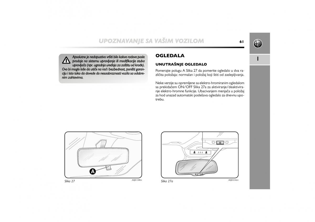 Alfa Romeo Mito vlasnicko uputstvo / page 62