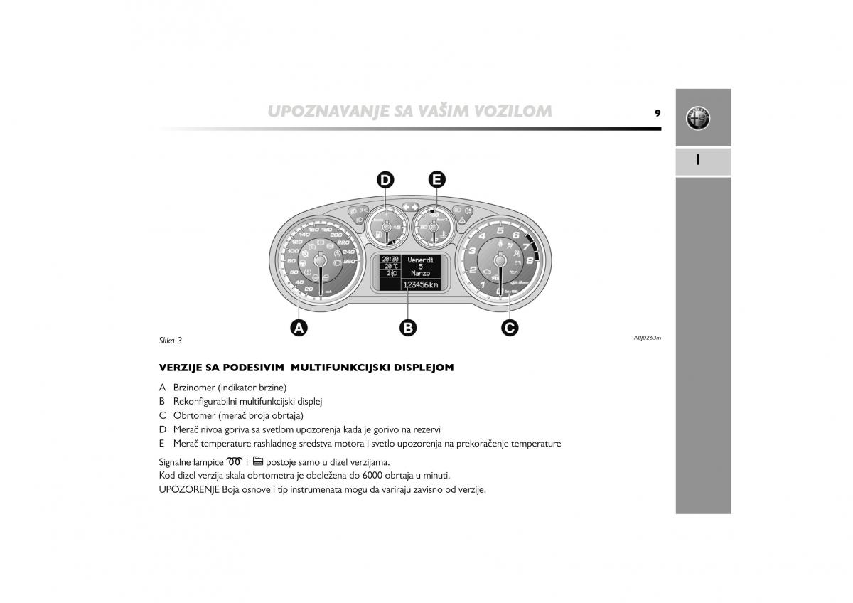 Alfa Romeo Mito vlasnicko uputstvo / page 10