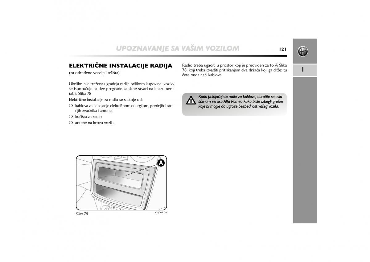 Alfa Romeo Mito vlasnicko uputstvo / page 122